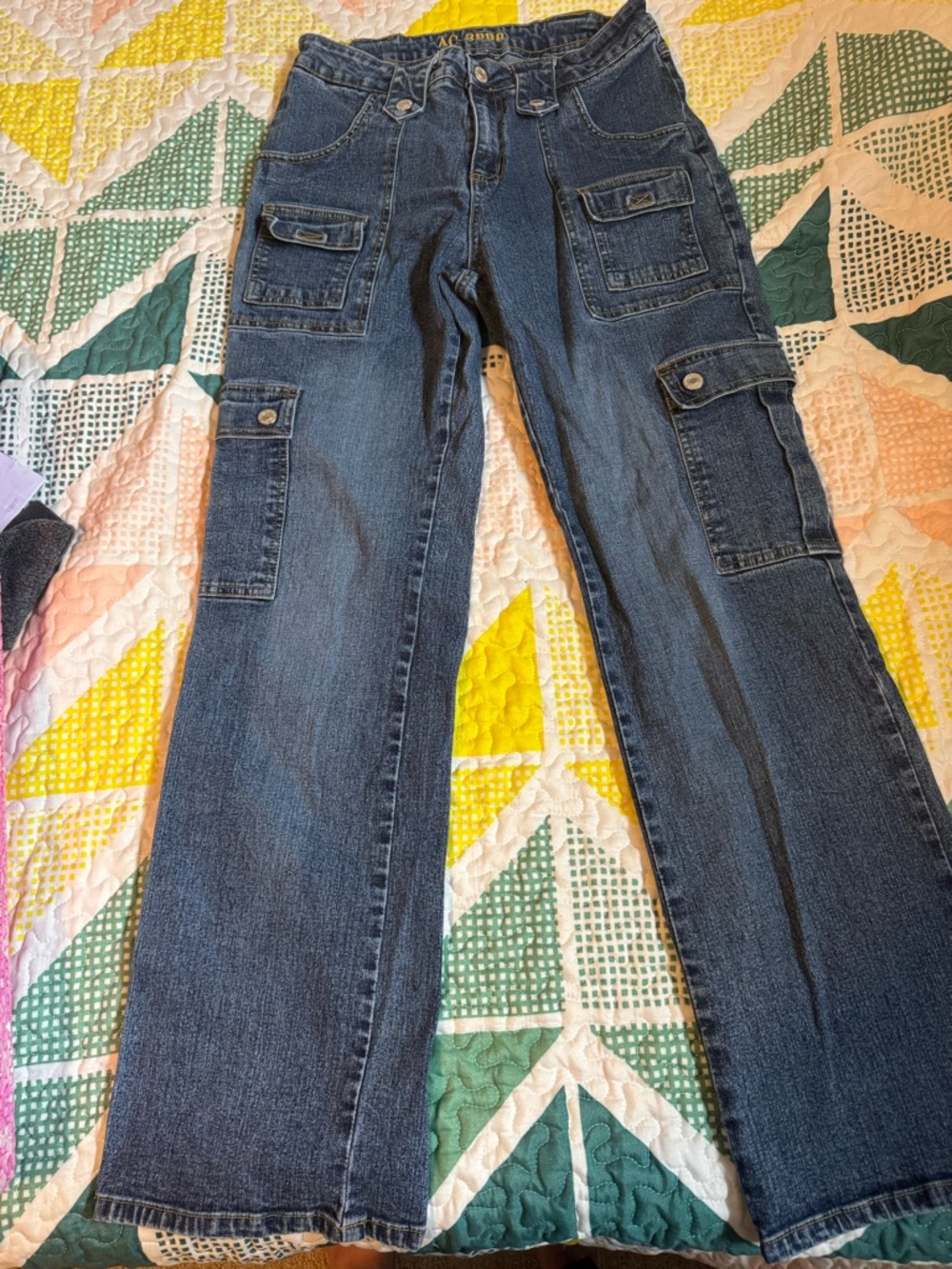 Dark Wash Cargo Jeans for Women - Blue Denim